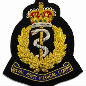 RAMC ,Royal Army Medical Corps (RAMC) Blazer Badge – Handcrafted Bullion Wire Embroidered Insignia  Royal Blazer Patch , Sew on