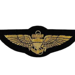 Navy Pilot Wings  Hand Embroidered Bullion Wire Blazer Badge , Sew on backing, Pocket Size,