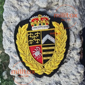 Vintage Hand Embroidered Bullion Wire Blazer Badge, Sew on, Pocket Size, Lauren Family Patch, Royal Blazer Patch