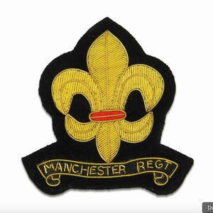 Manchester Regiment Blazer Badge –Handcrafted Bullion Wire Embroidered Insignia,  Royal Blazer Patch , Sew on