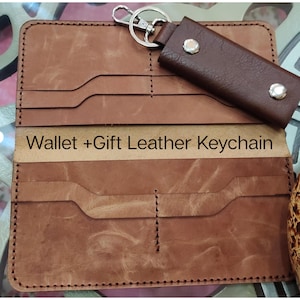 Lange leren portemonnee, patroon lang portemonnee, aangepaste lange portemonnee, buffelleer, reiskaarthouder, leren geschenken, jubileumcadeau.
