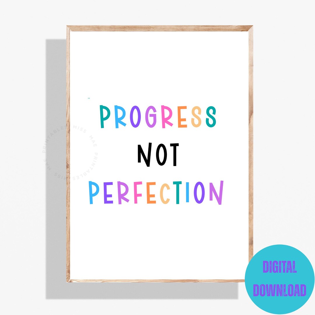 Progress Not Perfection Printable, Inspirational Office Decor ...