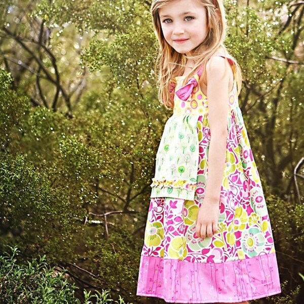 Wildflowers Apron Knot Dress Size 12months - girls 7/8