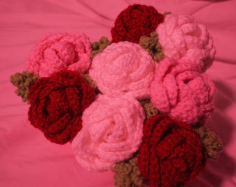 Crochet Flowers, Rose Bouquet Handmade, Crochet Flower Bouquet, Valentine's Day Gift, Finished Rose, Mom Gift, Girlfriend Gifts