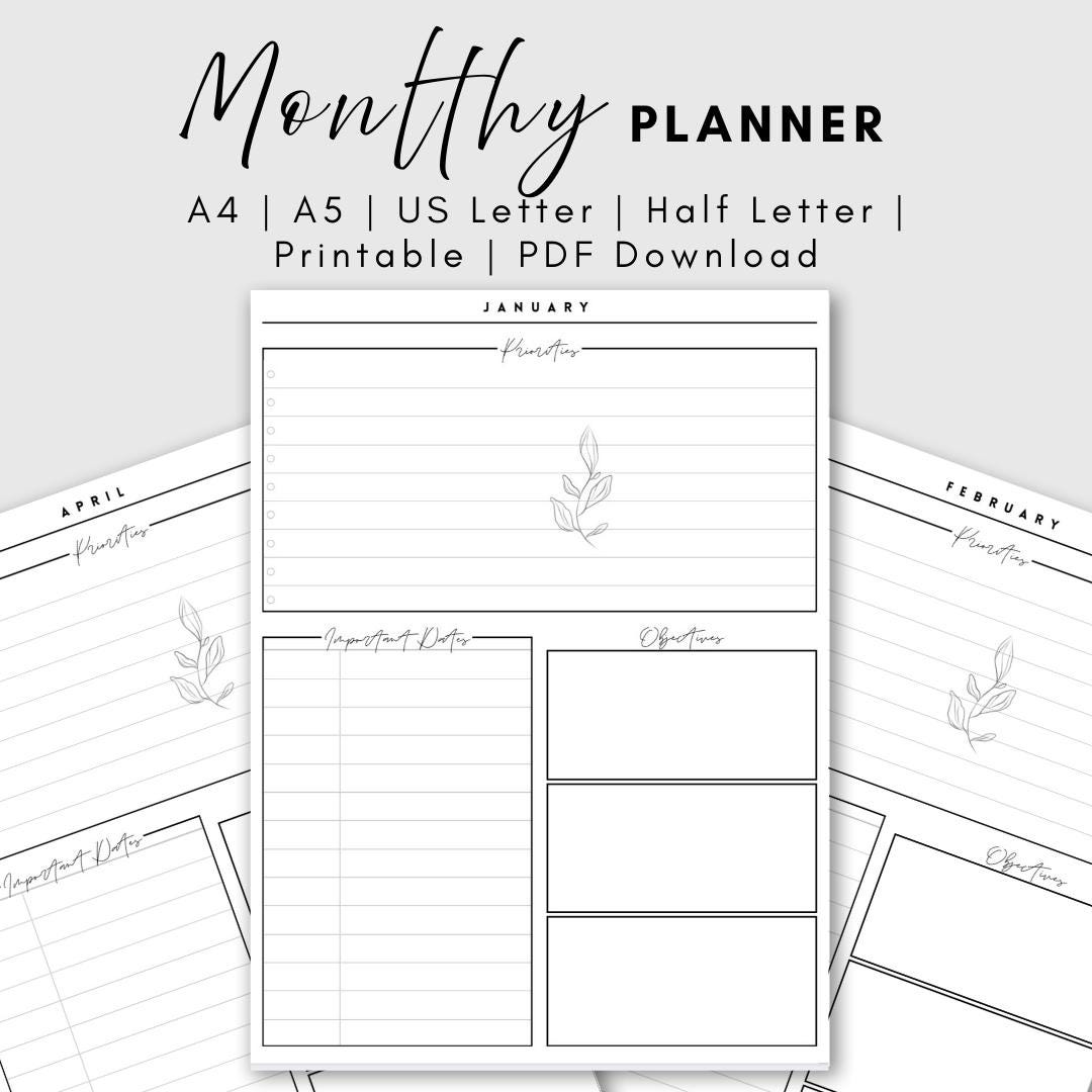 2025 Monthly Planner Printable | Goal Setting | Priorities, Objectives ...
