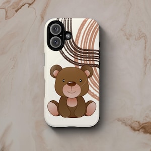Cute Bear Tough Phone Case – Boho Chic Protective Cover for iPhone | Eco-Friendly Gift for Her, Magnetic Phone Case