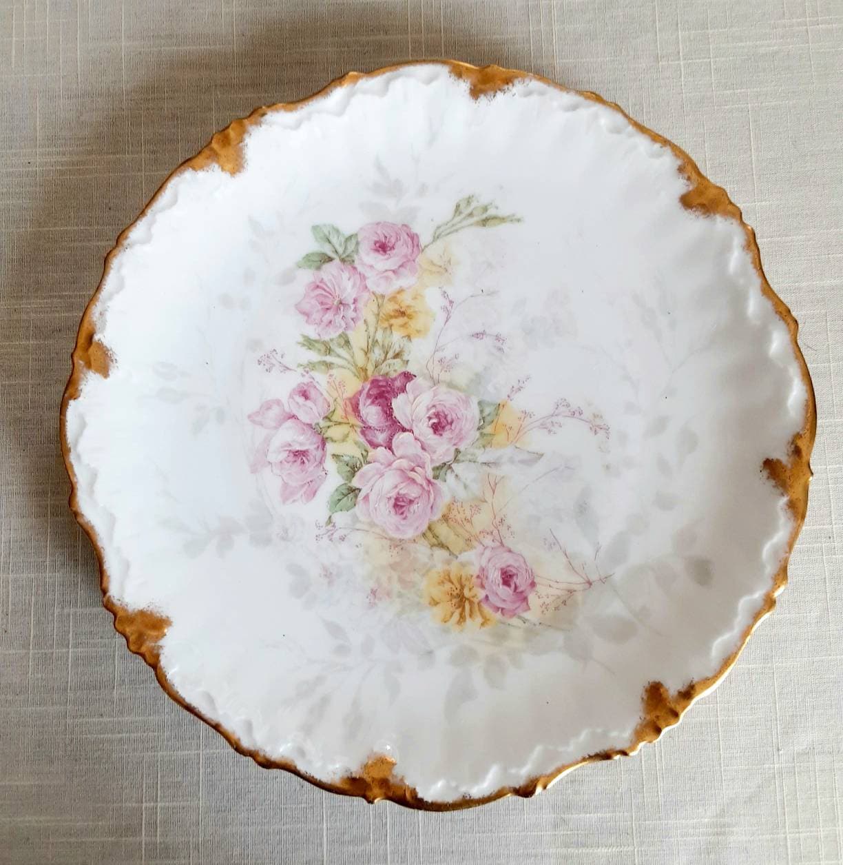 Elite Works 8.5 Inch Antique Limoges Gold Rimmed Rose Plate - Etsy