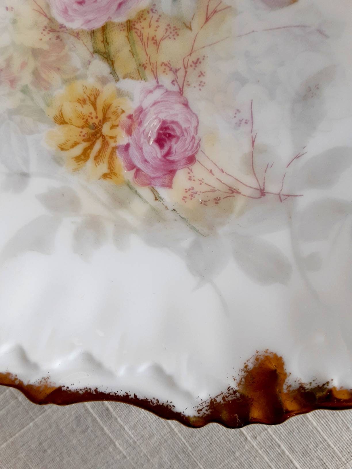 Elite Works 8.5 Inch Antique Limoges Gold Rimmed Rose Plate - Etsy