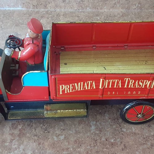 Italian Tin Toy Truck Premiata Ditta shops Transporto Cafe, Fiat