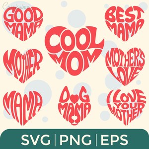 Mom heart shaped vector clipart SVG PNG digital download