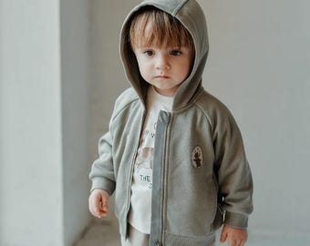 Babyjack met capuchon, zacht peutervest, hoodie babyjongen met lange mouwen, babybovenkleding lente herfst
