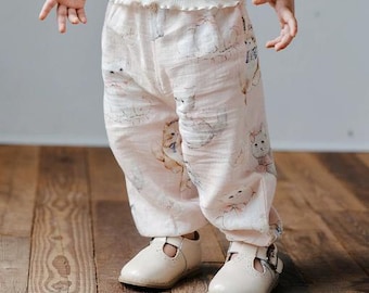 Zomer baby lichtgewicht lantaarnbroek, bedrukte peuterbroek, dunne casual kinderbroek, jongens meisjes losse broek