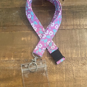 Break Away Lanyard Purple Flowers
