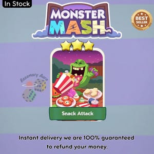 Snack Attack Sticker 3 Stars - Monopoly GO Monster Mash Album - Cheapest - Fast Delivery