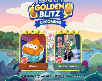 Pegatinas Golden Blitz Blinky y Sad Schmuck - Combo dorado más barato - Álbum Monopoly Ever After