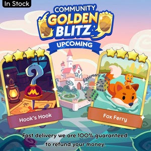 May include: An advertisement for a game, featuring two illustrated cards. One card shows a hook and lantern, labeled "Hook's Hook." The other card depicts a fox with a gingerbread man, labeled "Fox Ferry."