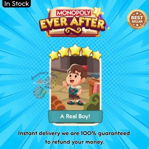 Pegatina "A Real Boy" 5 estrellas - Álbum Monopoly Ever After - El más barato - Entrega inmediata