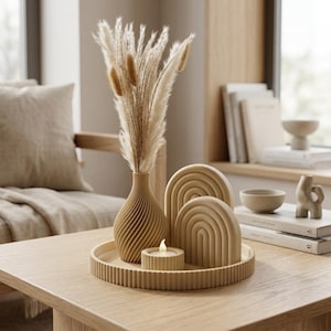 Set decorativo, decorazione moderna per la tavola, decorazione per la casa, decorazione scandinava, vaso decorativo, design minimalista, vassoio, accessorio per la casa