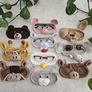 Crochet 10-in-1 Animal Glasses Holder Pattern Multi-Pack (PDF Digital Download)