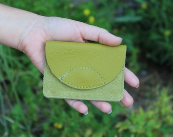 Bertie small apple green wallet recycled leather