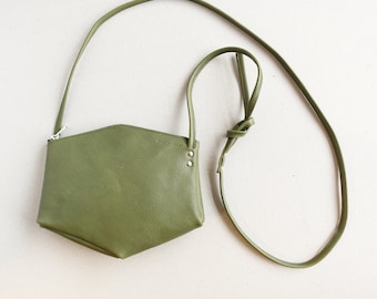 Brunie olive green eco leather shoulder bag