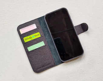 Black leather Fairphone4 flip case book type