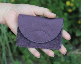 Bertie small wallet recycled leather purple