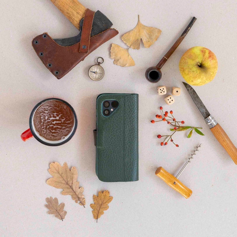 Forest green Fairphone5 flip case book type