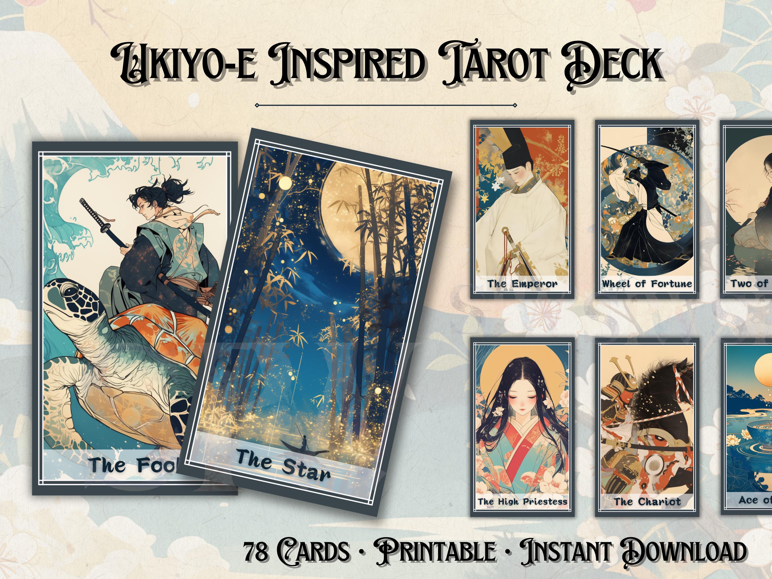 Printable Ukiyo-e Inspired Tarot Deck – 78 Cards, Japanese Art