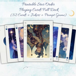 Afdrukbare Star Order-speelkaarten volledig kaartspel (52 kaarten + jokers + promptspel) | Digitale download
