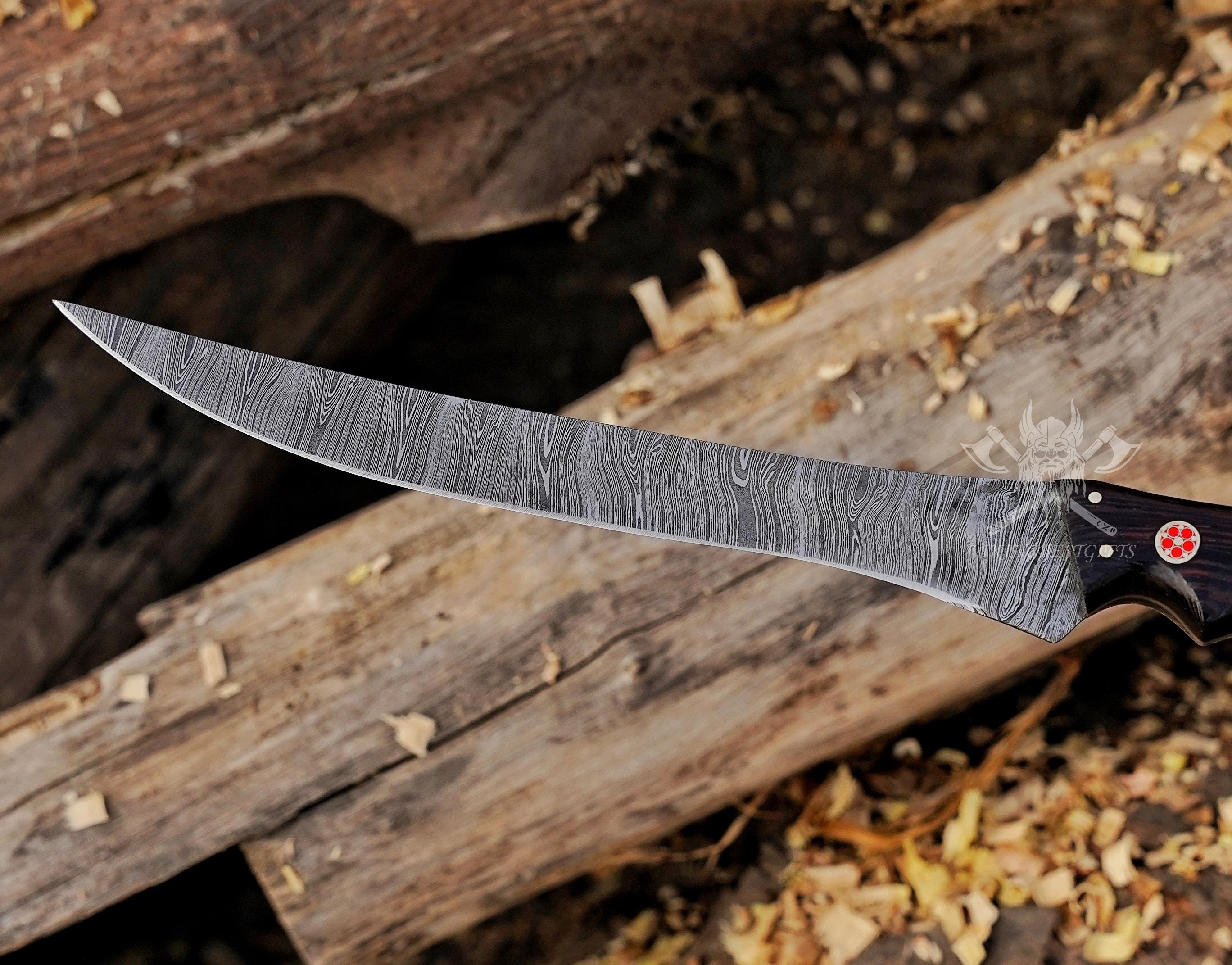 Premium Handmade Damascus Steel Fillet Knife - 13 Inches with Leather Sheath main image 1