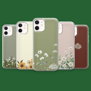 Custodia per telefono minimalista, carina, con fiori minimalisti, per iPhone 16, 15, 14, 13, 12, 11, Samsung S25, S24FE, S23, A55, A35, Pixel 9 9Pro 8A 7A