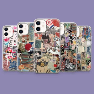 Funda de teléfono con collage de estado de ánimo japonés para iPhone 16, 15, 14, 13, 12, 11, Samsung S25, S24FE, S23 A55 A35 Pixel 9, 9Pro, 8A, 7A