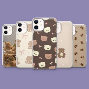 Funda de teléfono de oso de peluche, funda de oso kawaii para iPhone 16, 15, 14, 13, 12, 11, Samsung S25, S24FE, S23 A55 A35 Pixel 9 9Pro 8A 7A