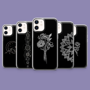 Custodia per telefono nera carbone, semplice e minimalista, per iPhone 16, 15, 14, 13, 12, 11, Samsung S25, S24FE, S23 A55 A35 Pixel 9 9Pro 8A 7A