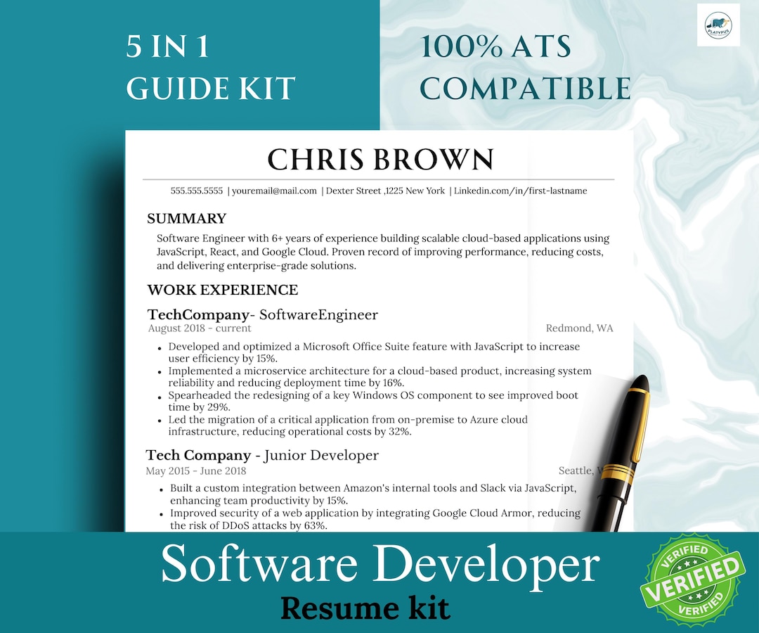 2026 Job Ready Resume Bundle | ATS Proof Software Developer Resume + AI ...