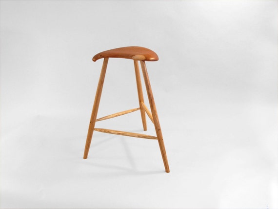 Sculpted Cherry 3 Legged Stool Etsy