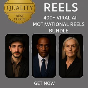 400+ AI Ready to Use Motivational Reel Bundle for Your Instagram, Youtube, TikTok. Editable AI Reels Bundle | AI Motivational Reels.