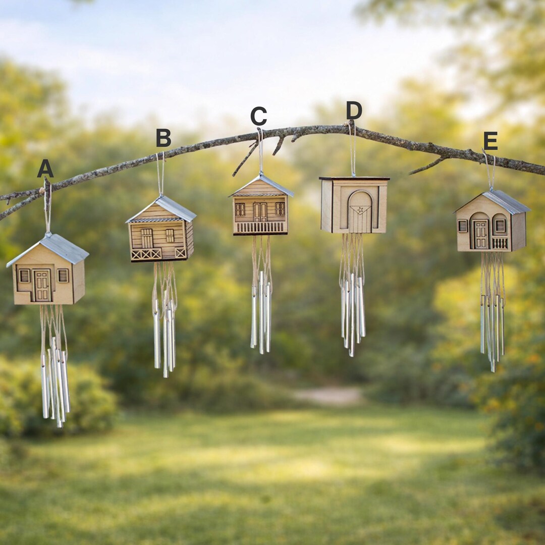 Puerto Rican Casita Wind Chime, Handmade Wooden House Chimes, Tropical ...
