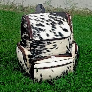 Cowhide Leather Backpack: Travel Weekender Bag, School Bag
