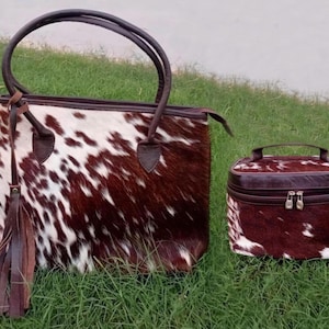 Rindsleder-Einkaufstasche: Hair-On Ledertasche - Western Boho Style