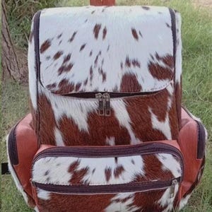 Tricolor Rindsleder Rucksack: Hair-On Leder Rucksack, Western Boho Tasche