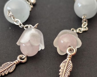 Celestial Feather Earrings: Sterling Silver, Glass Beads, Inspired by TGCF