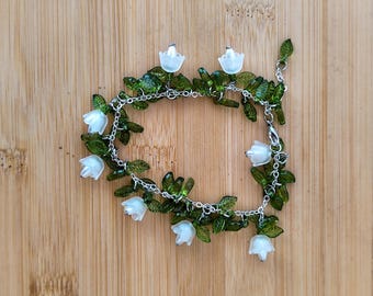 Bracelet Lily of the Valley: Nature-Inspired handmade Jewelry for Elves, Fantasy or Spring Outfit