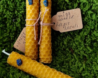 Ritual small wish candles with crystals for meditation and manifestation