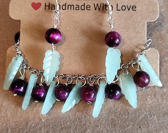 Fairycore Jewelry Set: Handmade Tiger Eye Bracelet and Earrings