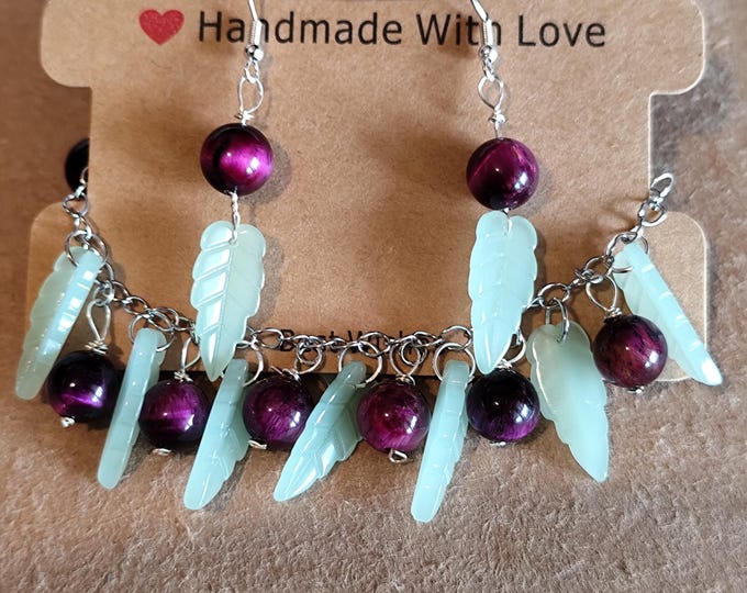 Featured listing image: Fairycore Jewelry Set: Handmade Tiger Eye Bracelet and Earrings