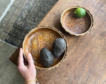 FOUND : vintage WOOD DISHES - carved wood decorative shallow bowls