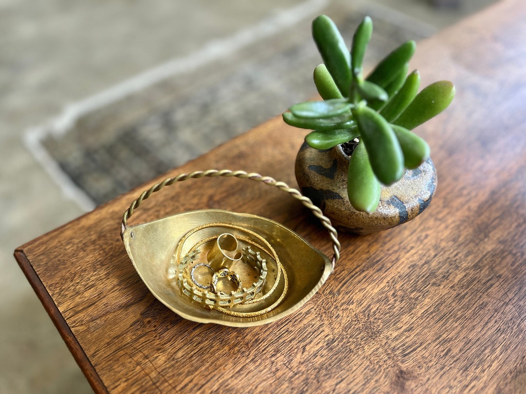 FOUND : Vintage Solid BRASS BASKET With Twisted Rope Detail Handle ...