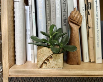 FOUND : vintage CERAMIC PLANTER perfect shape for a window sill or shallow shelf